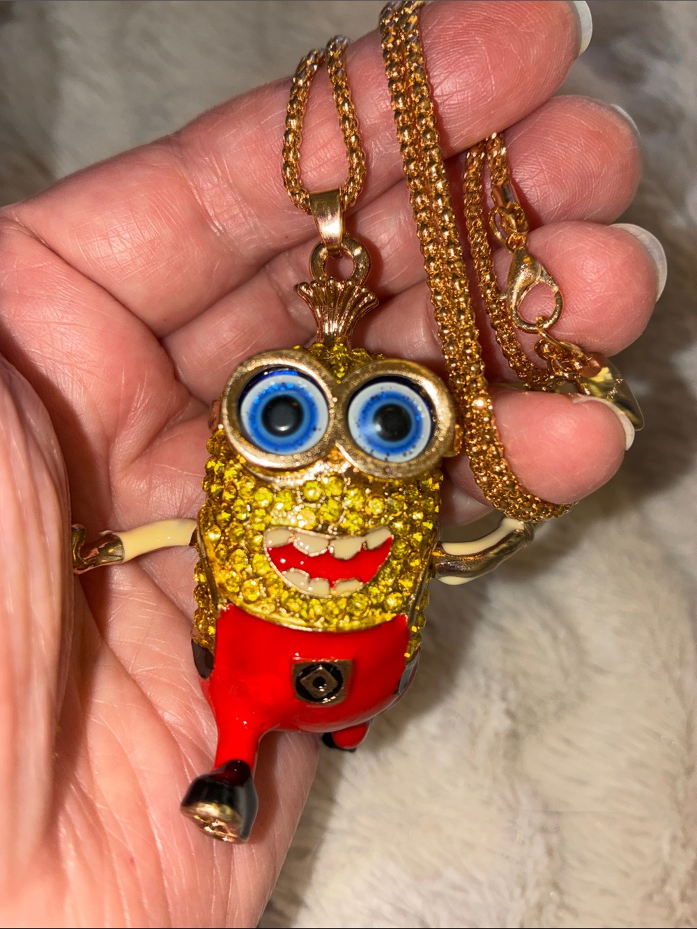 Gold and Red Minion-Inspired Kids Pendant Necklace